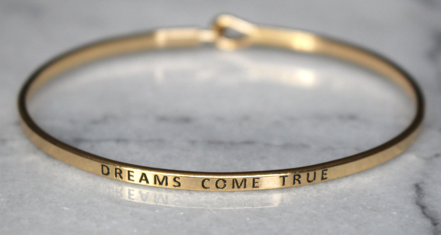'Dreams Come True' Dainty Bangle Bracelet-Gold