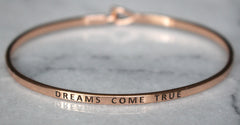 'Dreams Come True' Dainty Bangle Bracelet-Rose Gold