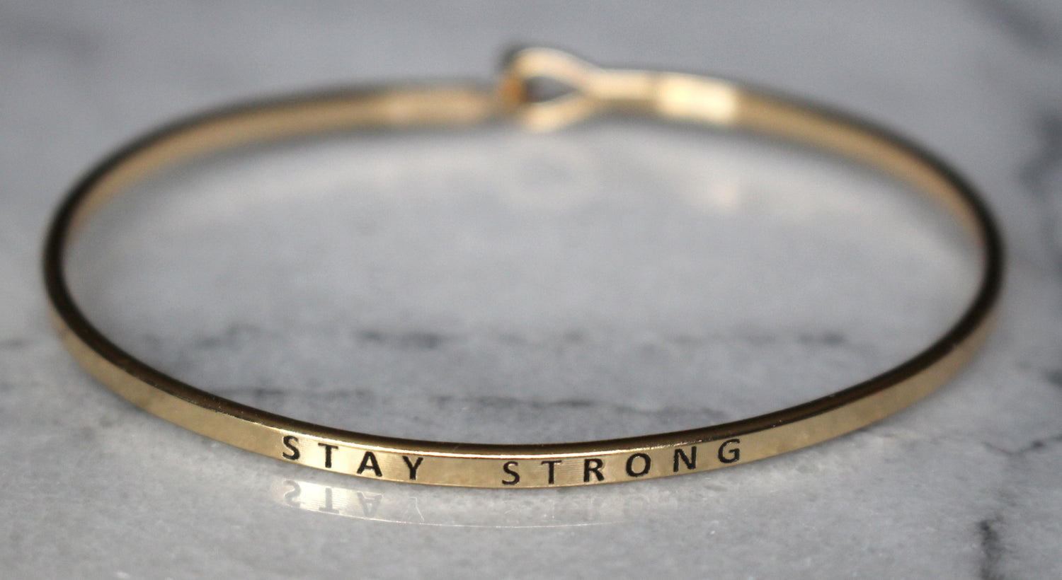 'Stay Strong' Dainty Bangle Bracelet-Gold