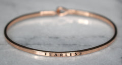 'Fearless' Dainty Bangle Bracelet-Rose Gold