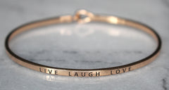 'Live Laugh Love' Dainty Bangle Bracelet-Rose Gold