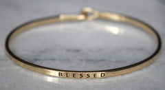 'Blessed' Dainty Bangle Bracelet-Gold