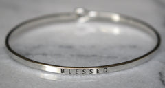 'Blessed' Dainty Bangle Bracelet-Silver