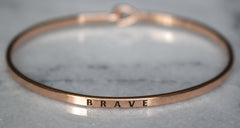 'Brave' Dainty Bangle  Bracelet-Rose Gold