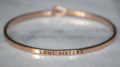 'Soul Sisters' Dainty Bangle Bracelet-Rose Gold