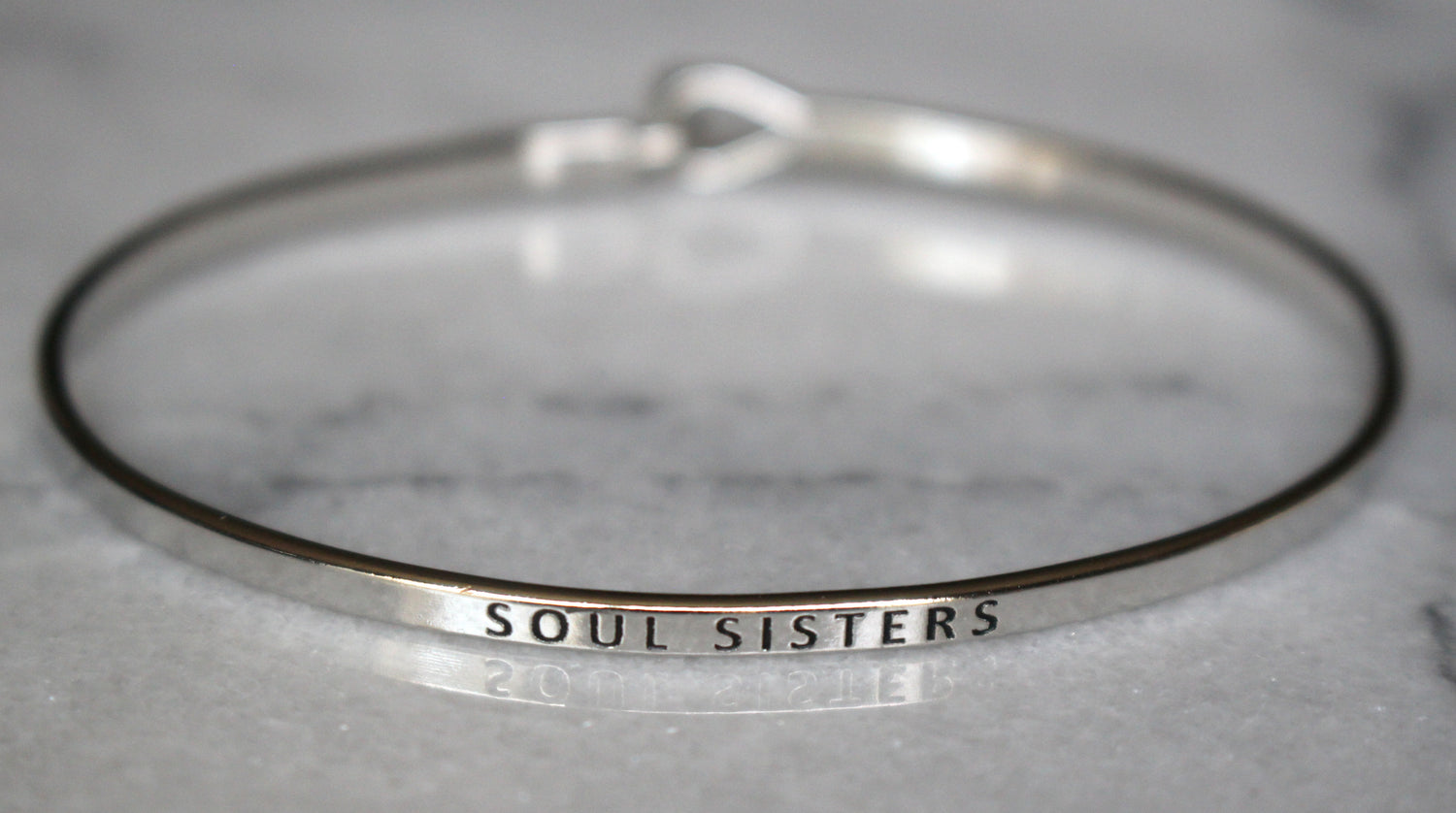 'Soul Sisters' Dainty Bangle Bracelet-Silver