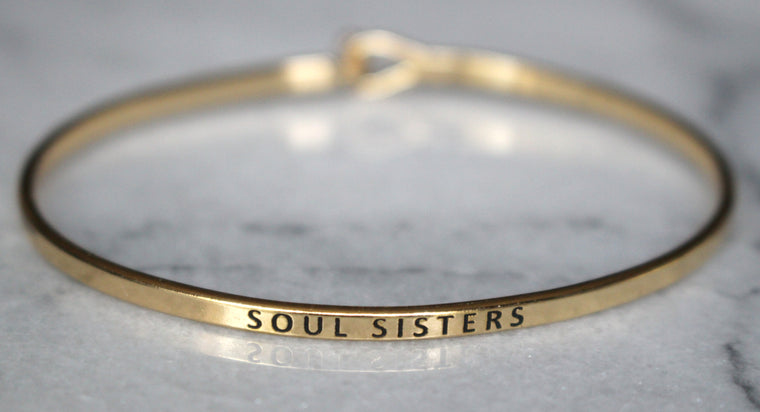 'Soul Sisters' Dainty Bangle Bracelet-Gold