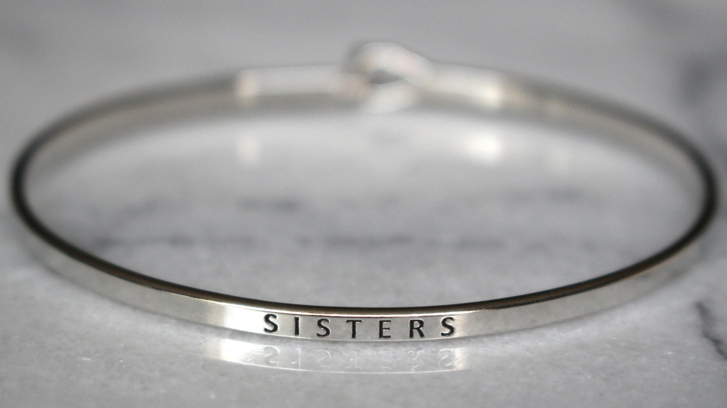 'Sisters' Dainty Bangle Bracelet-Silver