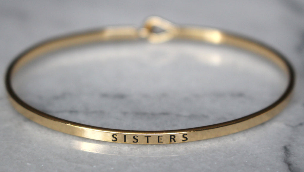 'Sisters' Dainty Bangle Bracelet-Gold
