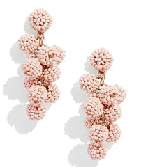 Savannah Beaded Cluster Earrings- Peach