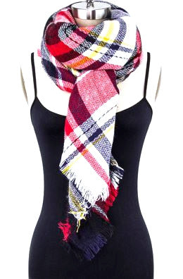 Mad For Plaid Blanket Scarf- Red/Blue