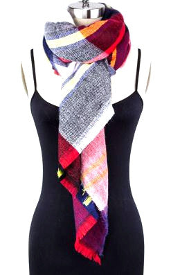 Mad For Plaid Blanket Scarf- Big Check Multi