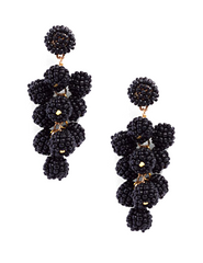 Savannah Beaded Cluster Earrings- Black