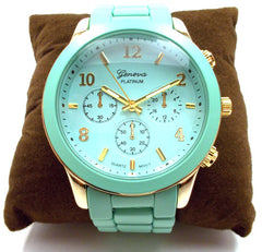 Ceramic Oversized Geneva Platinum Watch- Mint