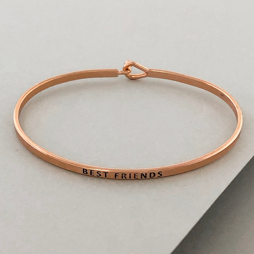 'Best Friends' Dainty Bangle Bracelet- Rose Gold