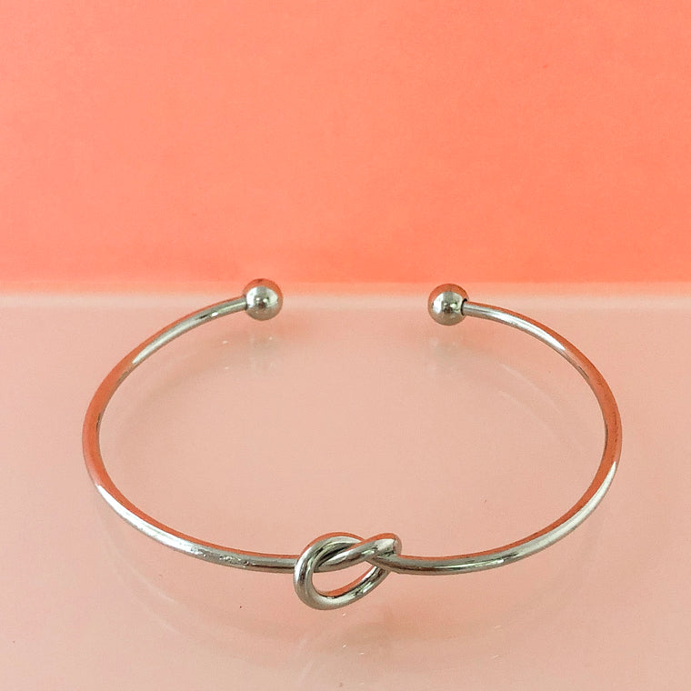 Infinity Knot Cuff Bracelet- Silver