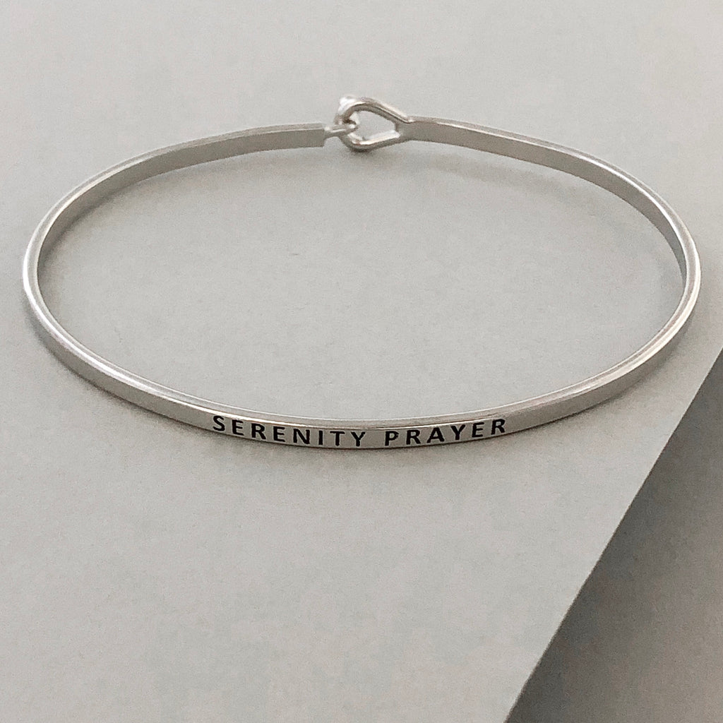 'Serenity Prayer' Dainty Bangle Bracelet-Silver