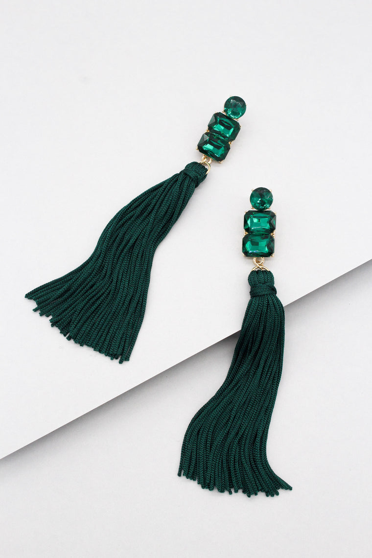 Electra Tassel Earrings- Emerald