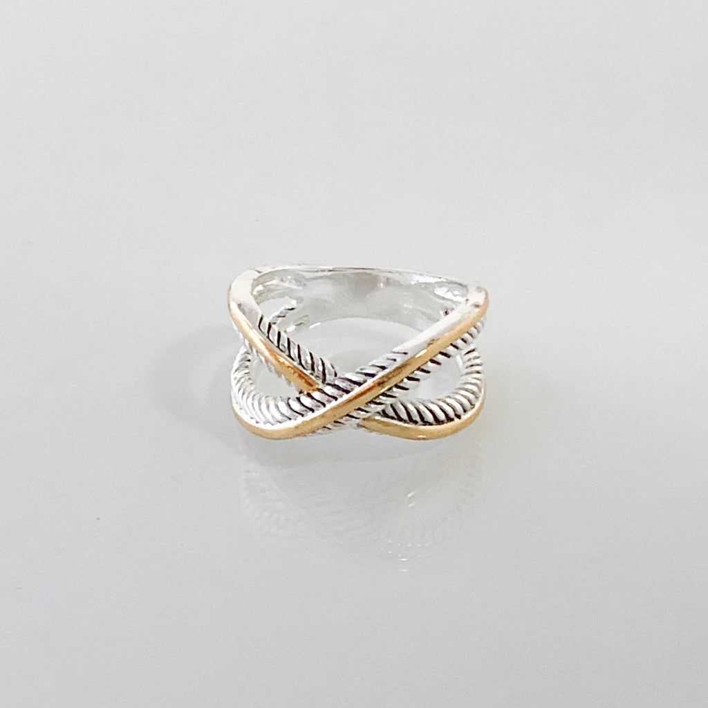 Valentina Criss-Cross Two Tone Ring- Size 7