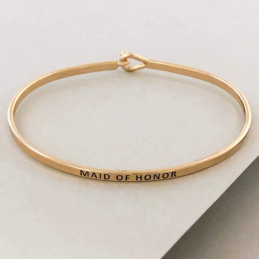 'Maid Of Honor' Dainty Bangle Bracelet-Gold