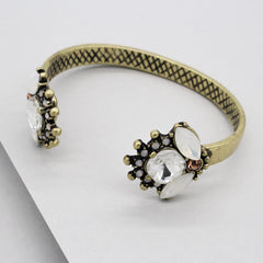 Maya Crystal Cuff Bracelet- Brass