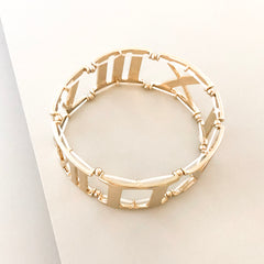 Roman Numeral Stretch Bracelet- Gold