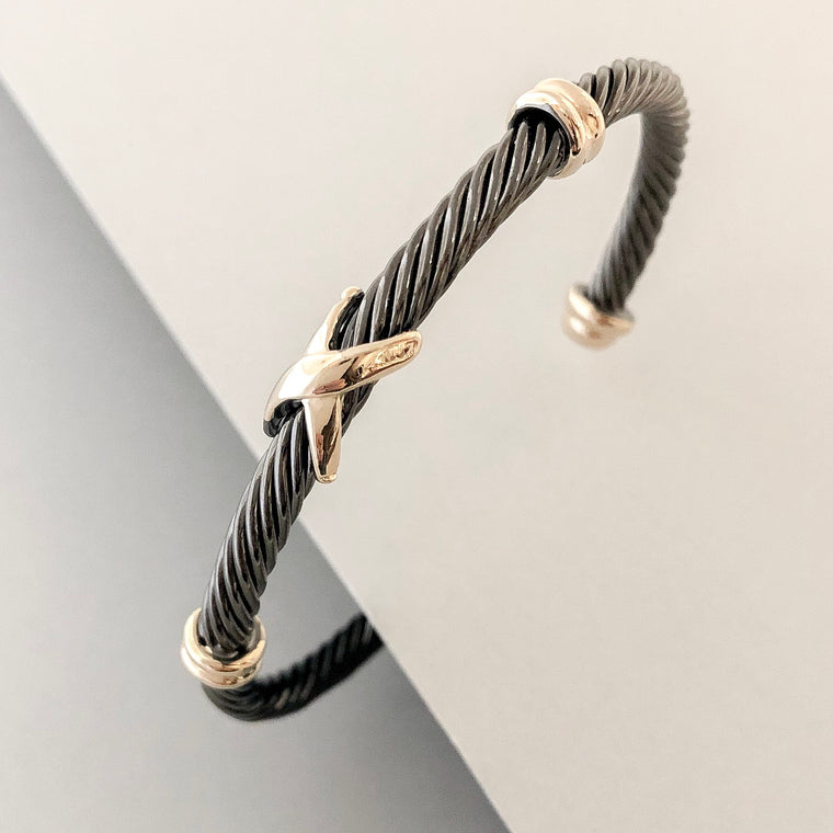 Stack It Up Bracelet Cuff- Gunmetal