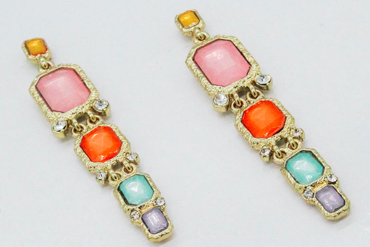 Lucia Jeweled Earrings- Multi Pastel