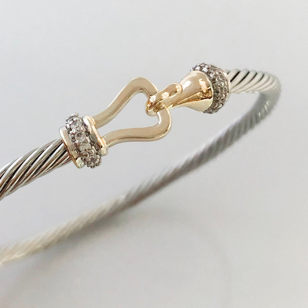Stack It Up Bangle Bracelet- Hooked Crystal Cuff