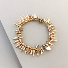 Studded Renegade Cluster Stretch Bracelet- Gold