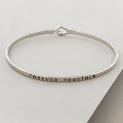 'Forever Together' Dainty Bangle Bracelet-Silver
