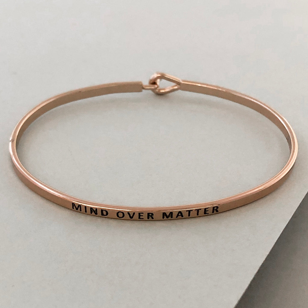 'Mind Over Matter' Dainty Bangle Bracelet-Rose Gold