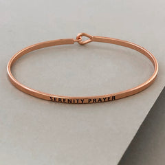 'Serenity Prayer' Dainty Bangle Bracelet-Rose Gold