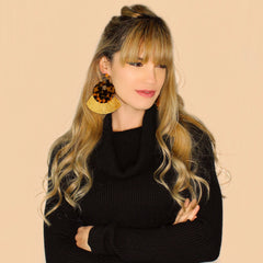 Hazel Resin Tassel Earrings- Tortoise/ Mustard