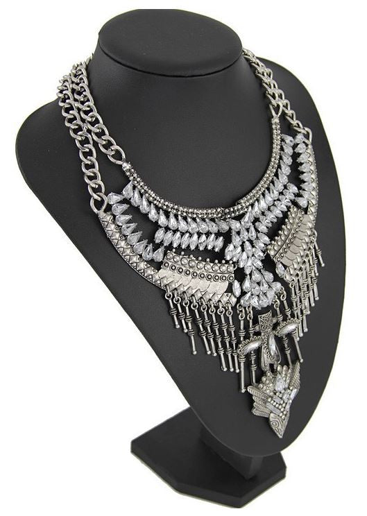 Gypsy Bling Statement Necklace- Crystal