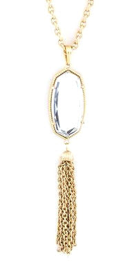 Crystal Stone Long Tassel Chain Necklace