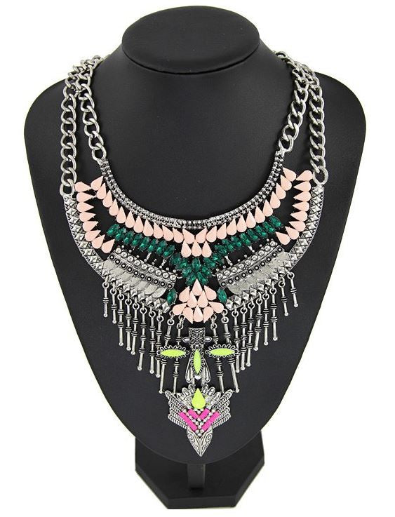 Gypsy Bling Statement Necklace- Multi
