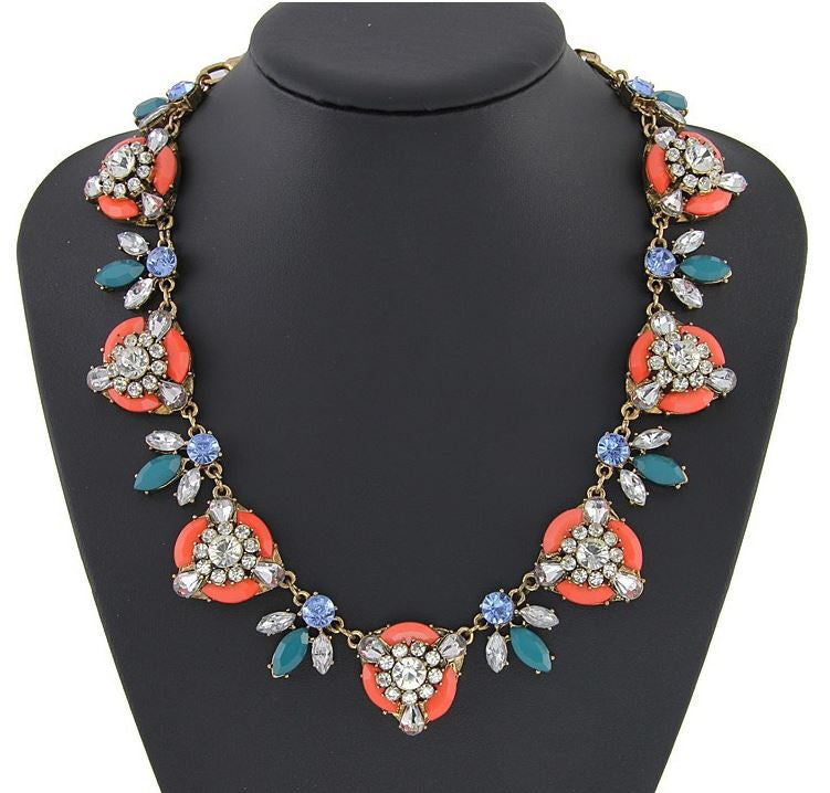 Coral Floral Statement Necklace